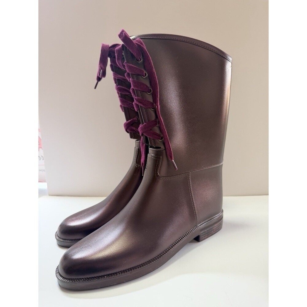 NAOT Women’s Metallic Purple Rain Boots Lace Up Mid Calf Waterproof Size 10 - Picture 7 of 12